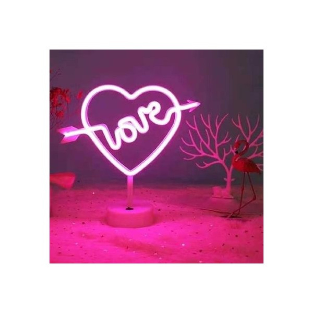 Moda Noktası Moda Noktası® Kalpli Love Yazılı Dekoratif Neon Pilli LED Masa ve Gece Lambası Led Aydınlatmalar Fiyatı