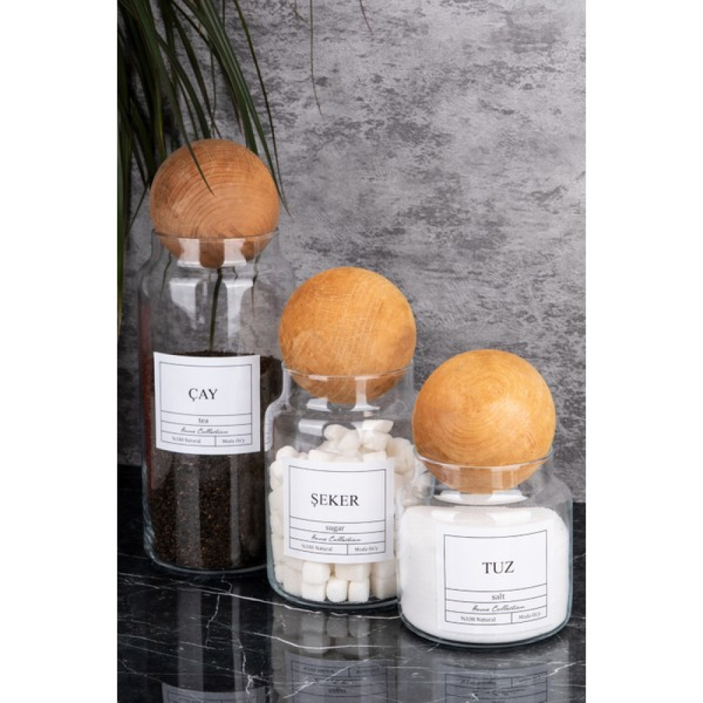 Moda Ozy 3'lü 1300/800/500 ml Top Kapaklı Çay&şeker&tuz Kavanozu Cam Saklama Kabı - Şeffaf - 500 ml Saklama Kapları Fiyatı