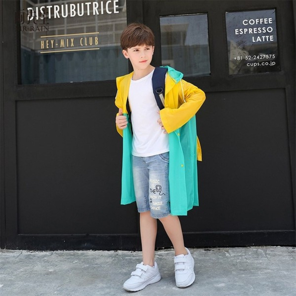 Moda Yedi Kids Eva Su Geçirmez Çocuk Yağmurluğu, Çanta Kısımlı, Kapüşonlu Çocuk Yağmurluk, Sarı-Mavi Erkek Çocuk Yağmurluk Fiyatı