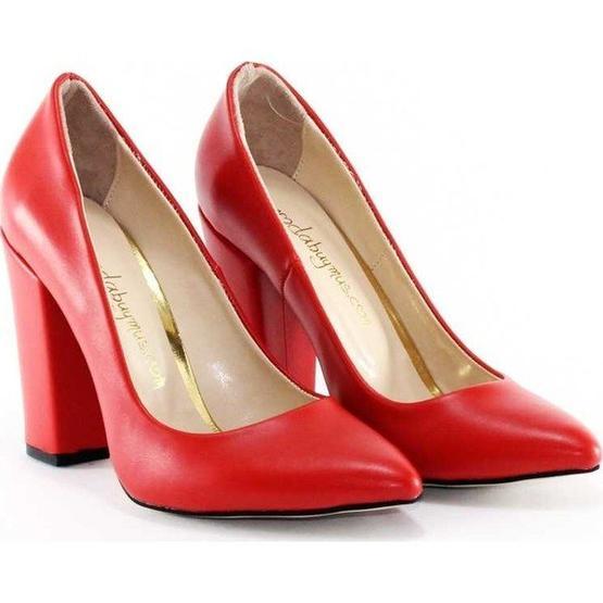 Modabuymus Stiletto Kırmızı Süet Topuklu Kadın Ayakkabı