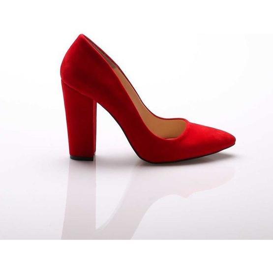 Modabuymus Stiletto Kırmızı Süet Topuklu Kadın Ayakkabı