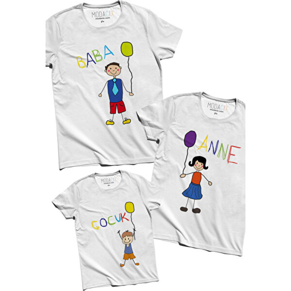Modacix Anne Baba Erkek Çocuk Aile Tişört Kombini Bayan T-shirt Fiyatı