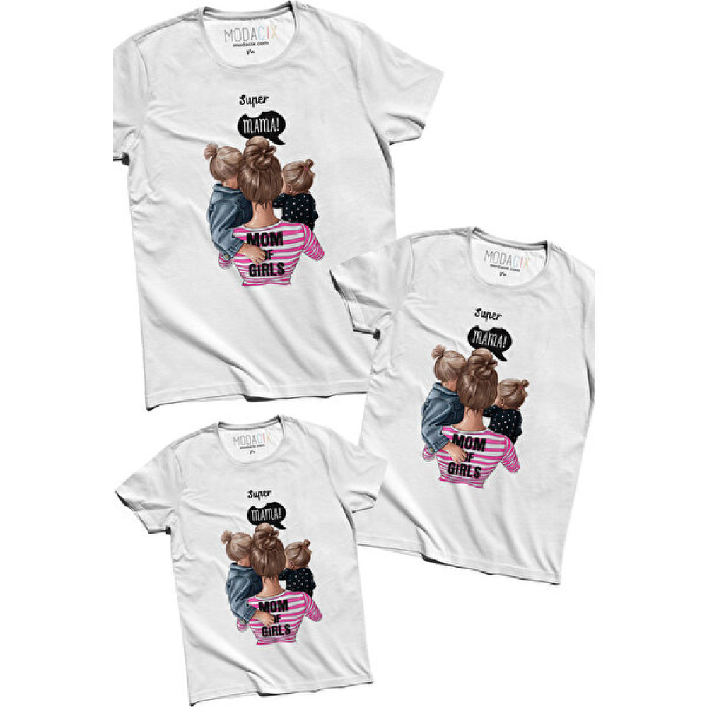 Modacix Süper Anne ve Kızları Tişört Kombini Bayan T-shirt Fiyatı