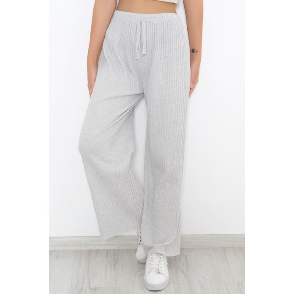 Modadanevar Fitilli Pantolon Açıkgri - 8337.1567. Kadın Pantolon Fiyatı