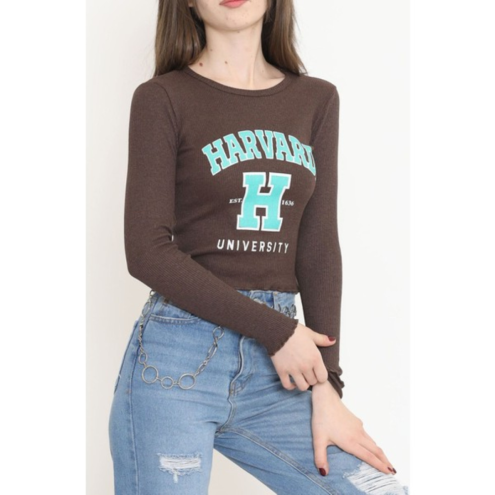 Modadanevar Kaşkorse Baskılı Bluz Acıkahve - 15844.1567. Bluz Fiyatı