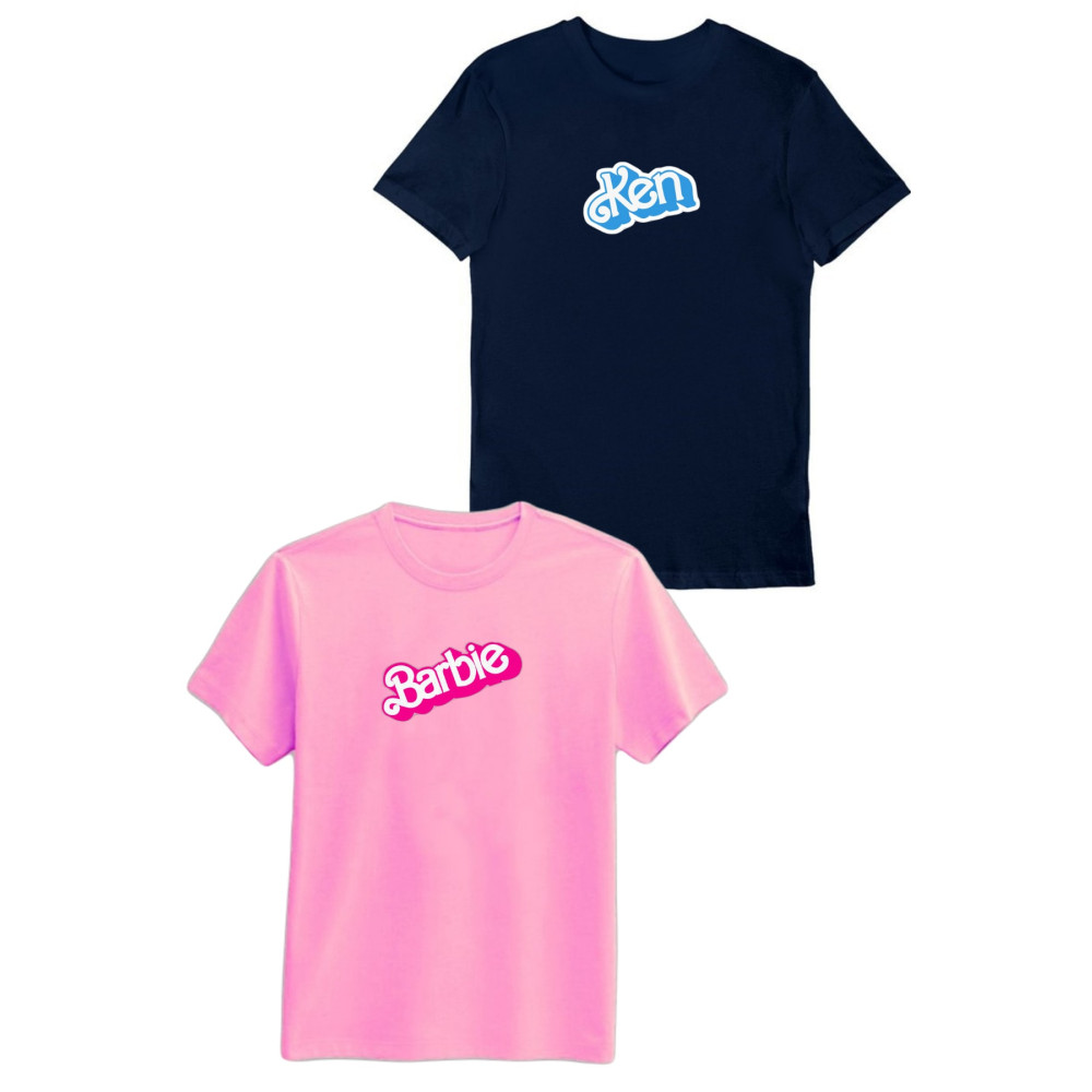 MODAGEN Unisex Barbie Ken Baskılı Çift Kombini Oversize T-shirt M/S Beden Bayan T-shirt Fiyatı