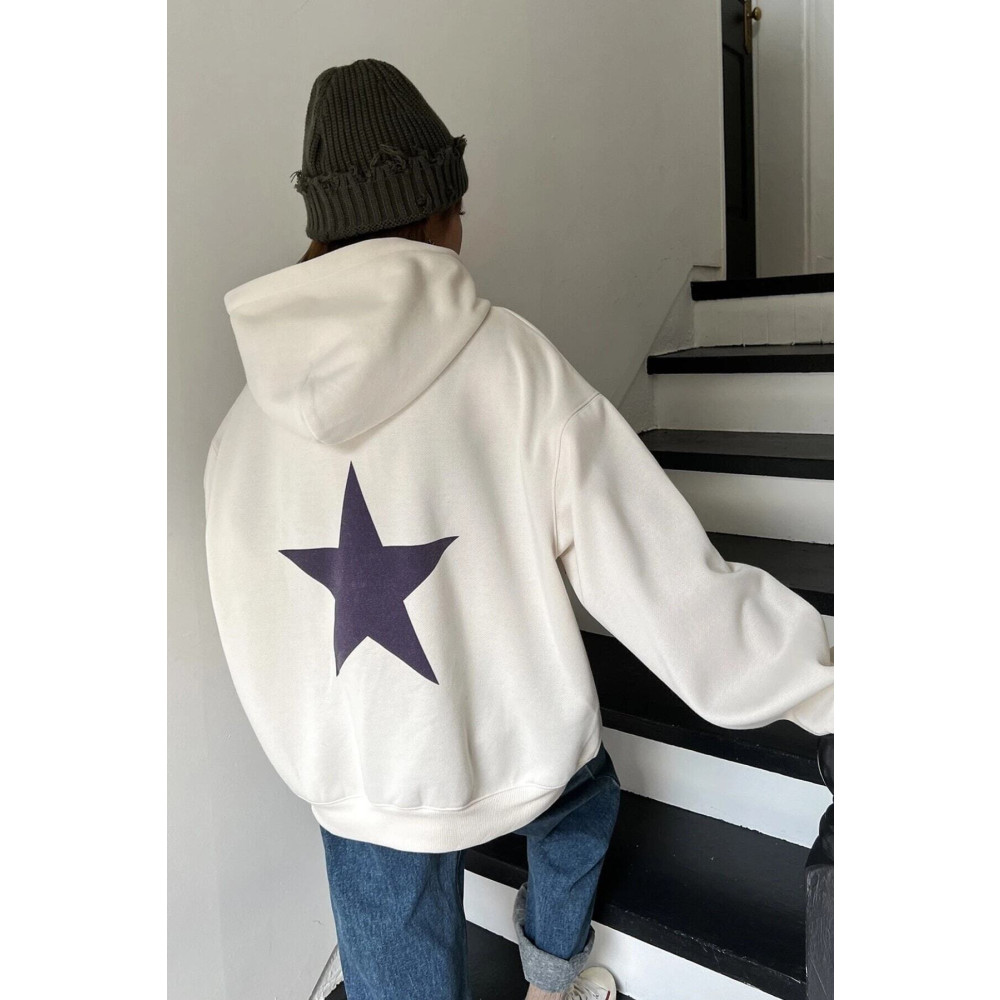 MODAGEN Unisex Beyazyıldız Sırt Baskılı Oversize Sweatshirt M Beden Bayan Sweatshirt Fiyatı