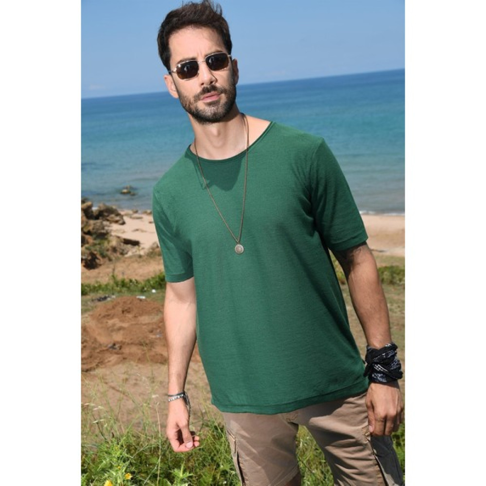 Modaincisi Berlin Erkek Bisiklet Yaka Oversize Triko T-Shirt Erkek T-shirt Fiyatı