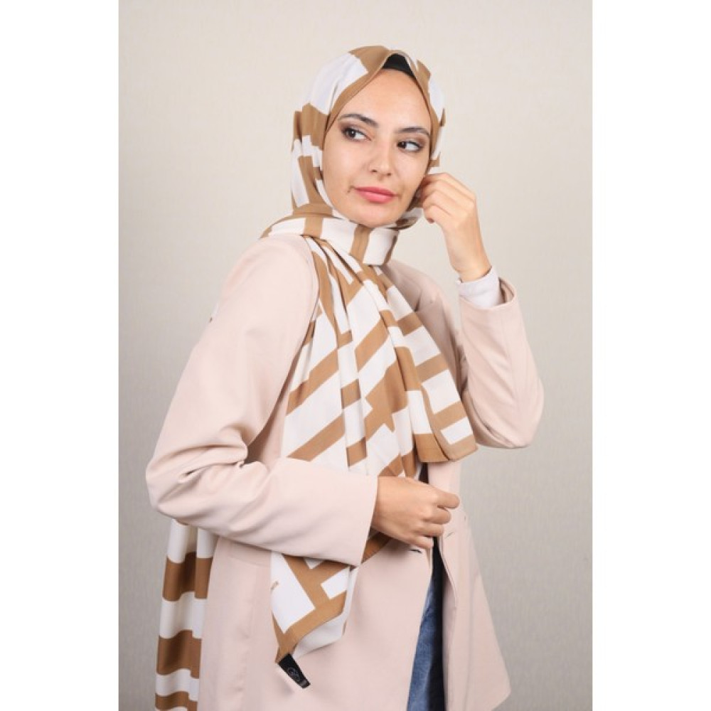 Modakaşmir Moda Kaşmir Karamel-Beyaz Serisi Medine Ipeği Şal - Desen-02 - Renk-09-86 Şal / Fular & Eşarp Fiyatı
