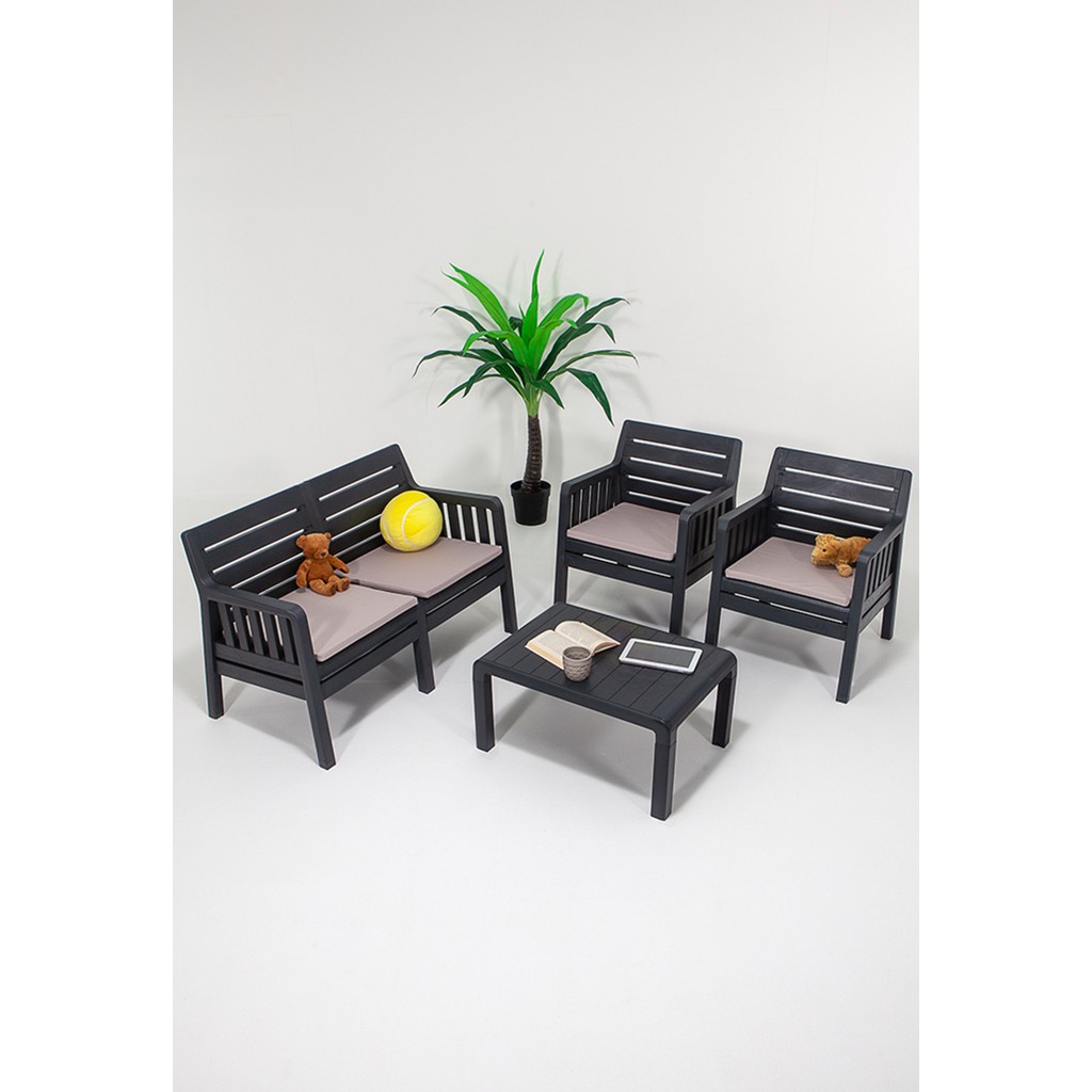 ModaLife Lara 2+1+1+S Bahçe Takımı Balkon - Bahçe - Teras Mobilyası / Antrasit - Renkli Bahçe Mobilyası Takımı Fiyatı