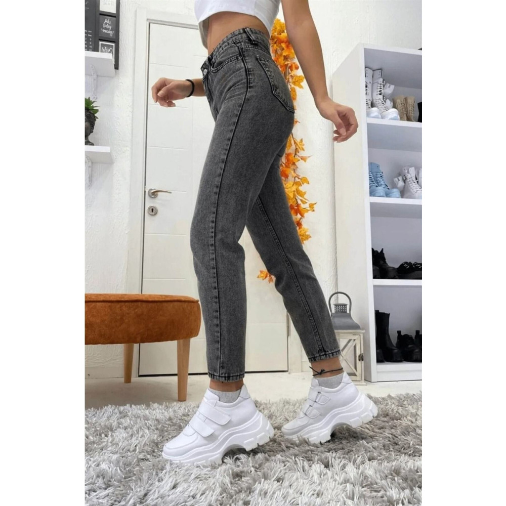 MODALİN Ramrod Füme Solmaz Mom Jean Kadın Boyfriend Yüksek Bel Power Likra 32 Beden Kadın Pantolon Fiyatı