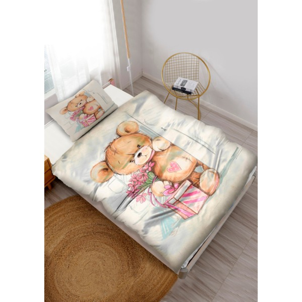Modalive Home Ayıcıklı Bebek Çocuk Tek Kişilik Nevresim Takımı - 160 x 220 cm - Krem Bebek Nevresim Takımı Fiyatı