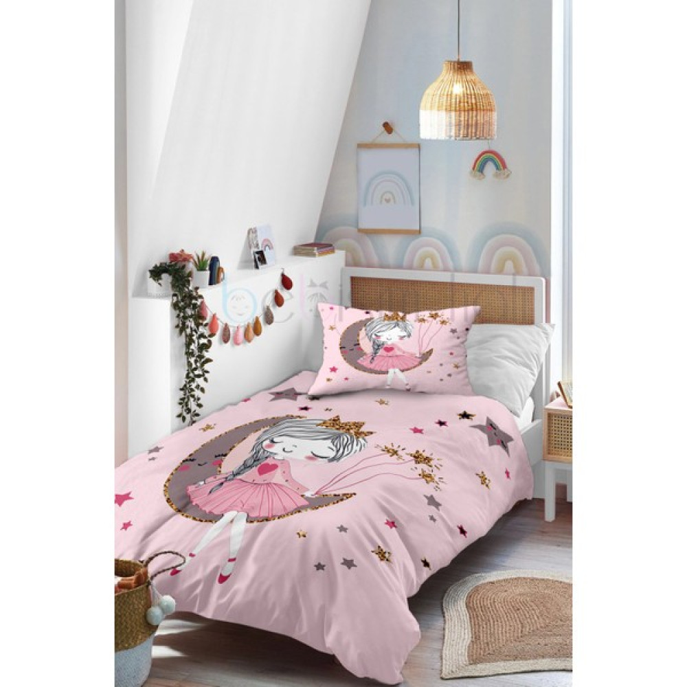 Modalive Home Balerin Prenses Peri Ayda Oturan Kız Desenli Tek Kişilik Bebek Çocuk Nevresim Takımı - 160 x 220 cm - Pembe Bebek Nevresim Takımı Fiyatı
