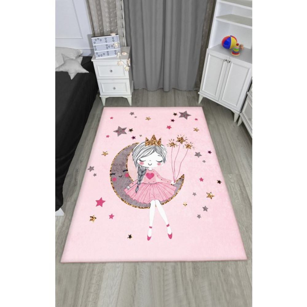 Modalive Home Prenses Kız Çocuk Odası Halısı - Pembe - 100 x 150 cm Bebek Odası Halı Fiyatı