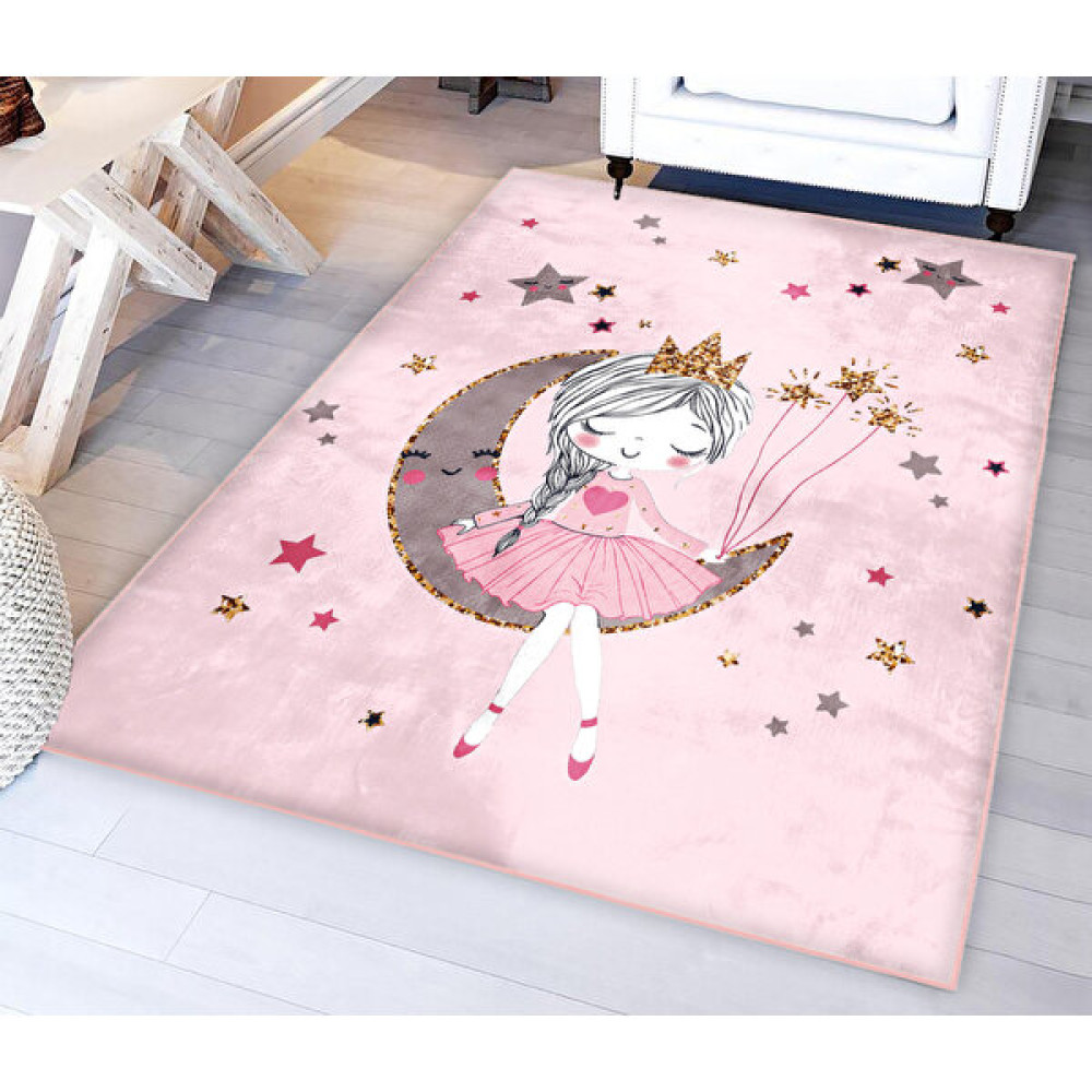 Modalive Home Prenses Kız Pembe Bambu Çocuk Odası Halısı - ​80 x 150 cm Bebek Odası Halı Fiyatı