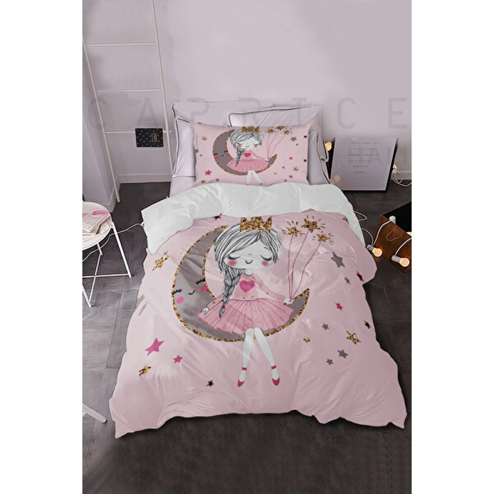 Modalive Home Sevimli Ayda Oturan Prenses Kız Çocuk Nevresim Takımı - 160 x 220 cm - Pembe Bebek Nevresim Takımı Fiyatı