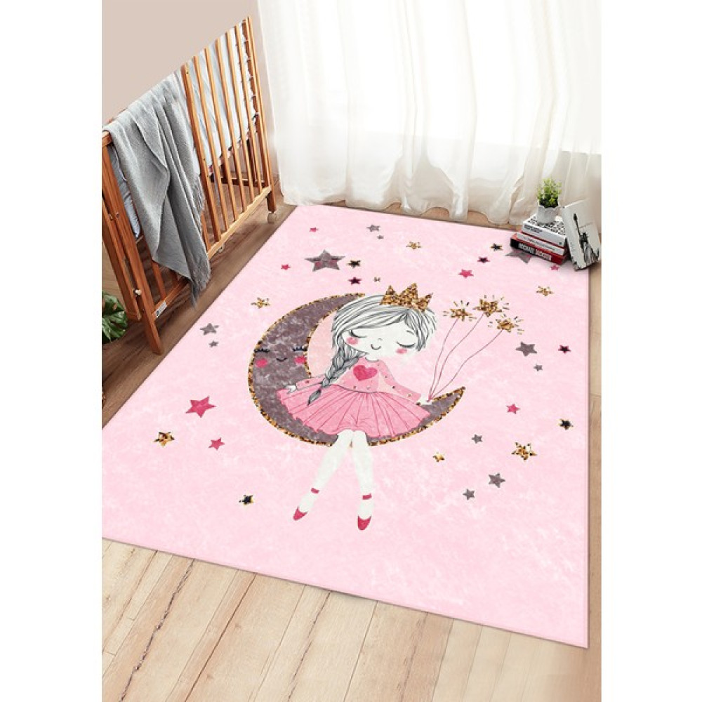 Modalive Home Sevimli Kız Çocuk Odası Halısı - Pembe - 100 x 150 cm Bebek Odası Halı Fiyatı