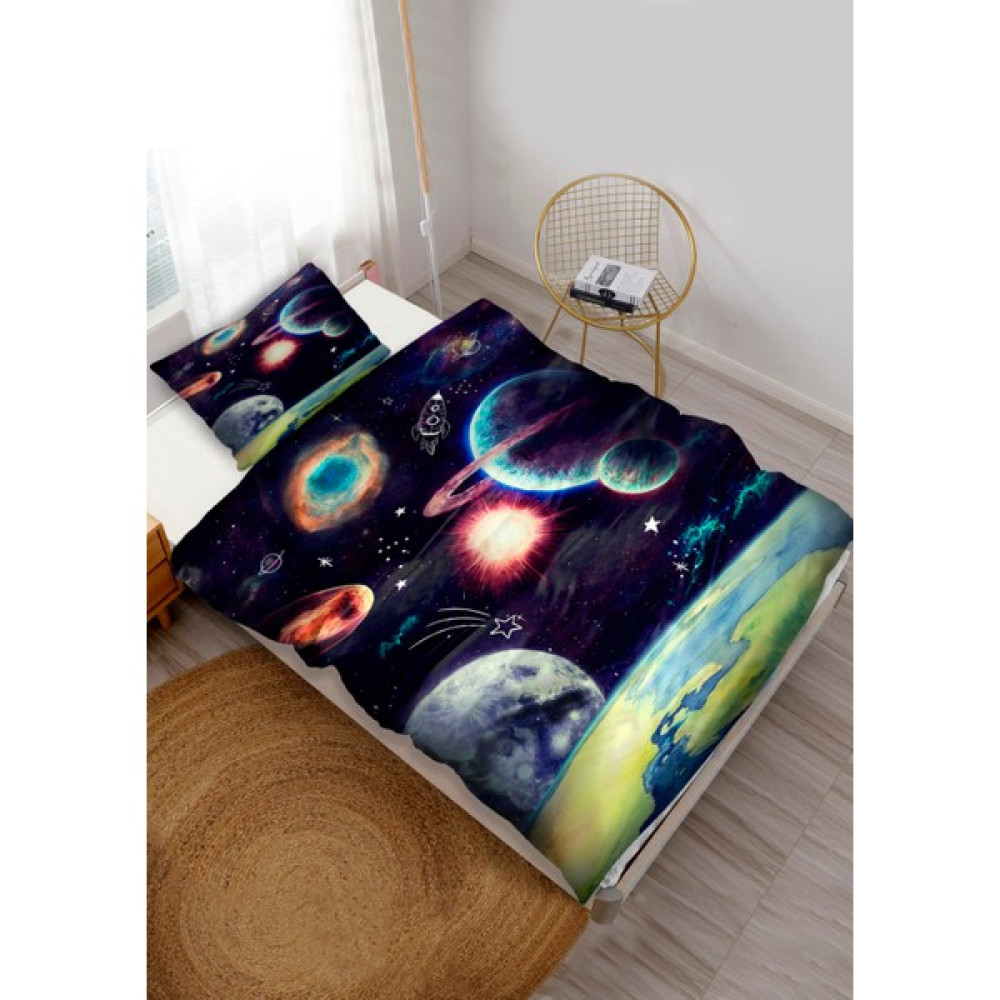 Modalive Home Uzaylı Galaksi Bebek Çocuk Tek Kişilik Nevresim Takımı - 160 x 220 cm - Lacivert Bebek Nevresim Takımı Fiyatı