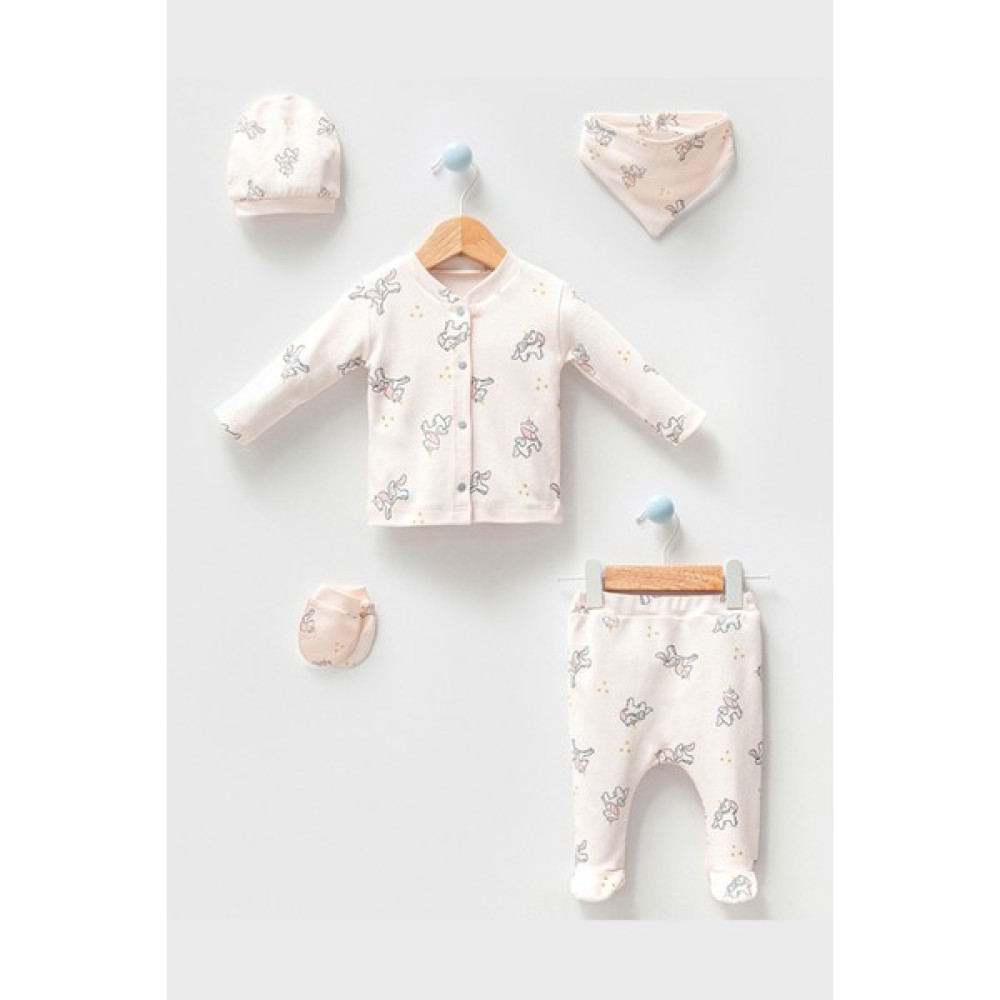 Modam Bebek By Bubbles Unicorn Desenli Kız Bebek Hastane Çıkışı Takımı 5'li Set Yenidoğan Bebek 0-3 Ay Bebek Hastane Çıkışı Fiyatı