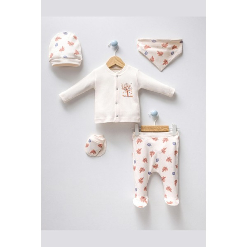Modam Bebek By Bubbles Yaprak Desenli Erkek Bebek Hastane Çıkışı Takımı 5'li Set Yenidoğan Bebek 0-3 Ay Bebek Hastane Çıkışı Fiyatı