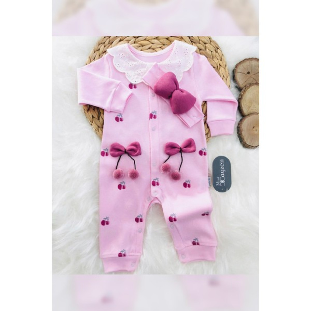 Modam Bebek Mini Cayzen Kiraz Desenli Fiyonklu Kız Bebek Tulum Bebek Tulumu Fiyatı