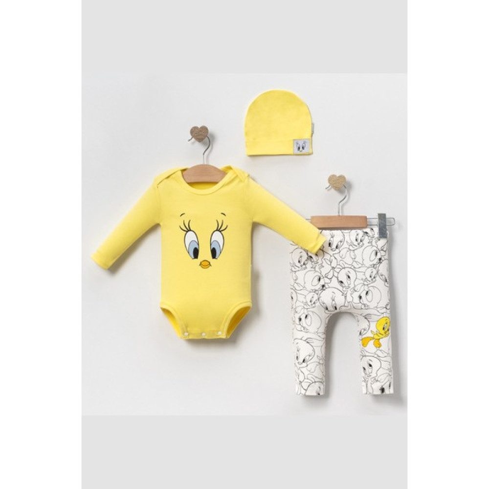 Modam Bebek Mini Cayzen Modam Bebek Winnie Pooh Baskılı 3'lü Takım Bebek Giysi Takım Fiyatı
