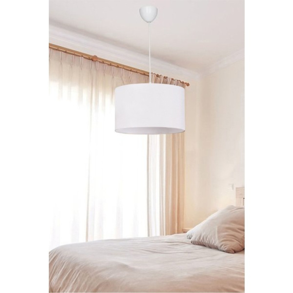Modam Online Kumaş Avize Tekli Silindir Sarkıt Çap 30 cm Beyaz 6144 Avize Fiyatı