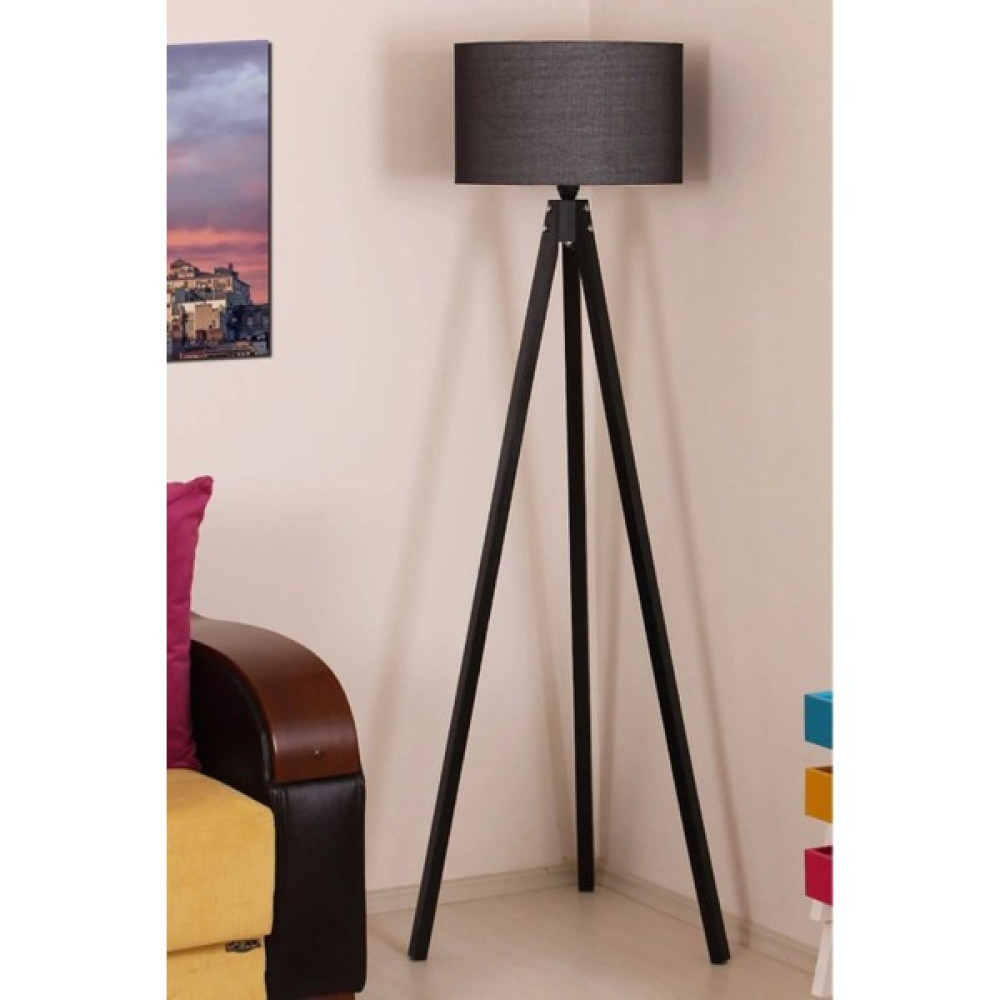 Modamvip 3 Ayaklı Lambader Tripod Ayak Üç Ayaklı Lüx Yuvarlak Kumaş Siyah Başlık Kahverengi Ayak Lambader Fiyatı