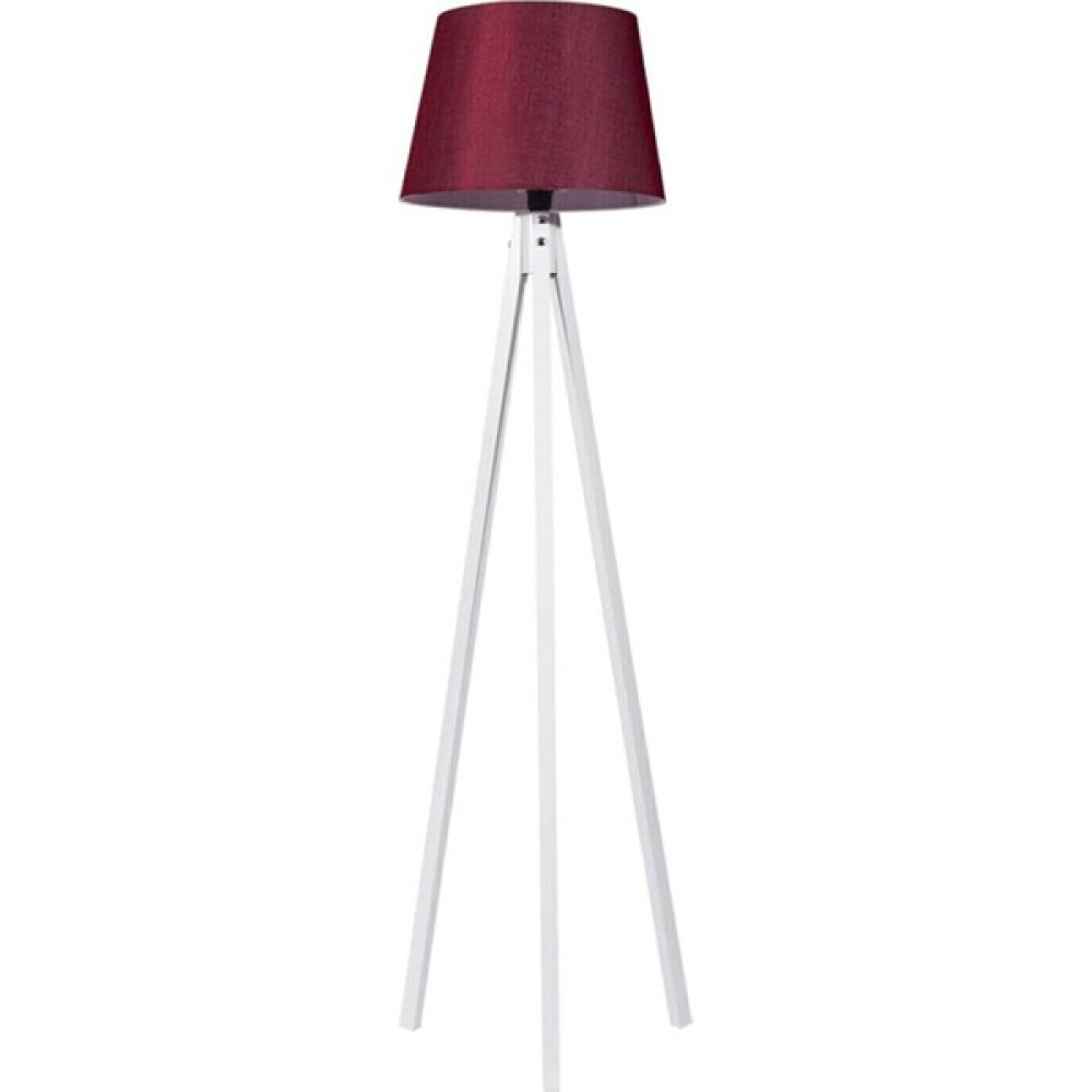 Modamvip Kumaş Lambader Ahşap 3 Ayaklı Tripod Lamba Abajur Konik Başlık Bordo Beyaz Ayak - Renkli Lambader Fiyatı