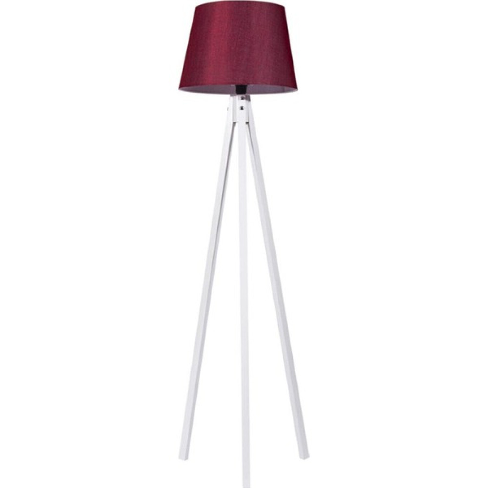Modamvip Kumaş Lambader Ahşap 3 Ayaklı Tripod Lamba Abajur Konik Bordo Beyaz - Renkli Lambader Fiyatı