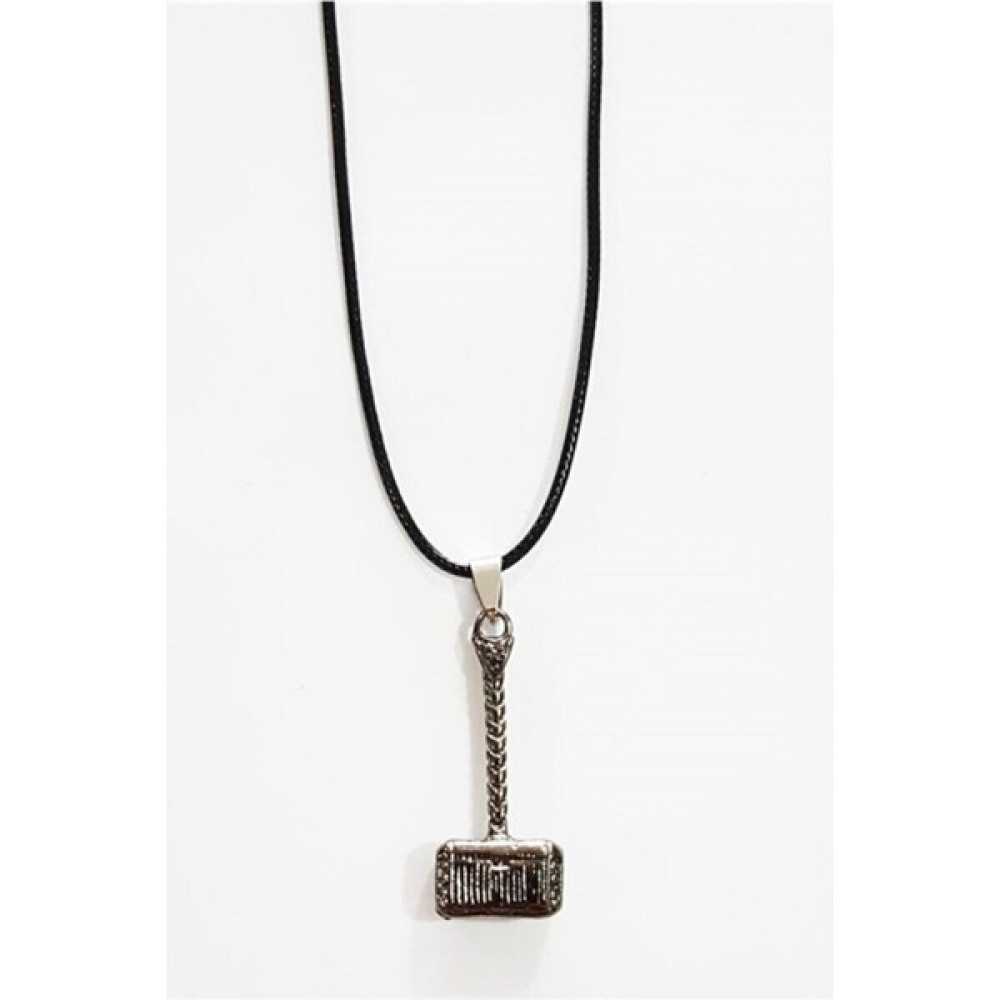 Modanzo Unisex Siyah Thor Çekiç Kolye - Gümüş - 50CM Gümüş Kolye Fiyatı