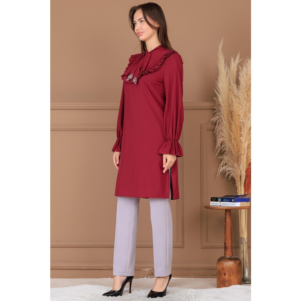 Modapodyum Asel Tunik Pantolon Ikili Takım Bordo Giyim & İç Giyim Fiyatı
