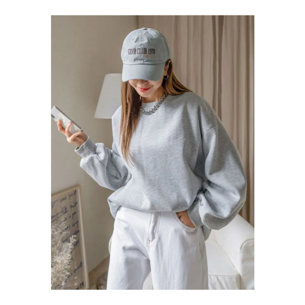 MODARİCH Gri Kalın Sweatshirt - Oversize Şardonlu Bisiklet Yaka L Beden Bayan Sweatshirt Fiyatı