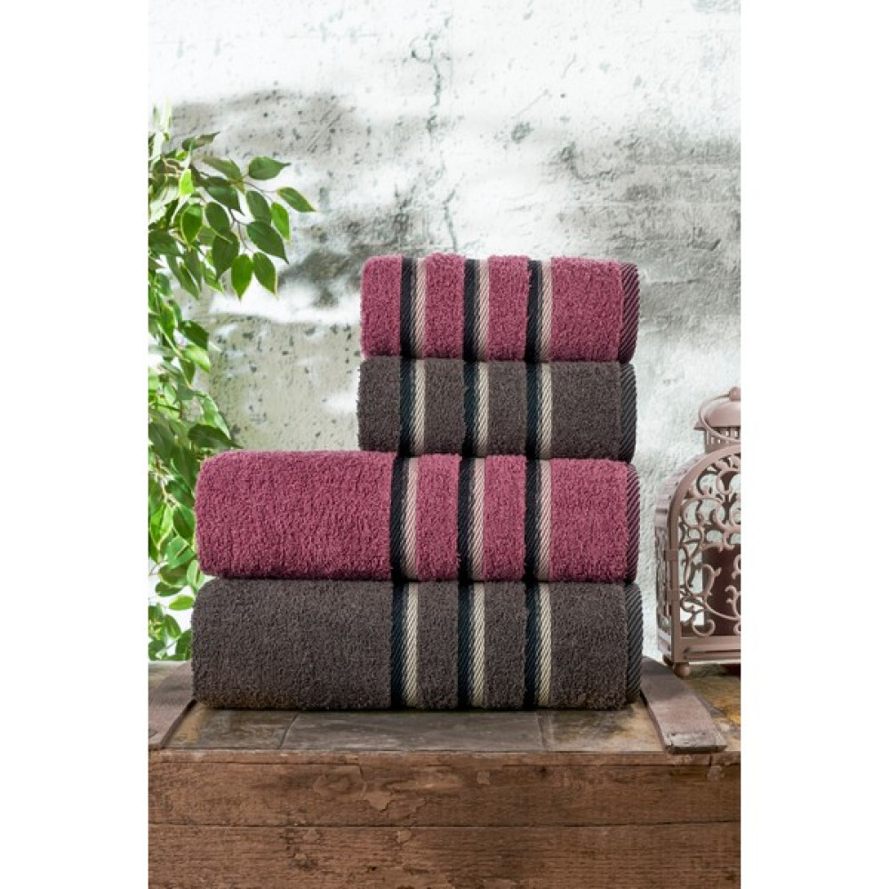 Modarz Almira Pamuk 4 Adet Soft Banyo Havlu Seti Çeyiz Seti Hamam Seti - Mor - 70 x 140 cm Banyo Havlusu Fiyatı