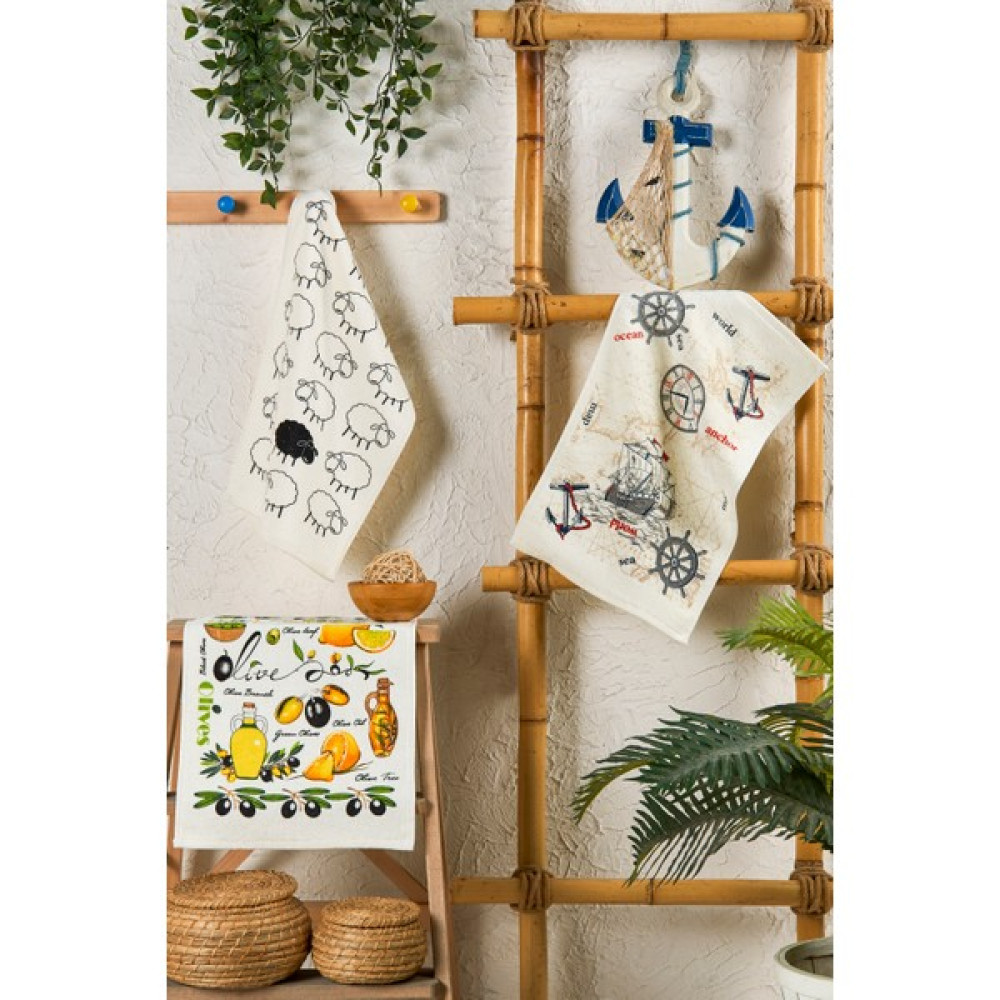 Modarz Sweety Abelia Kitchen Set Baskılı Pamuklu El Havlusu Yüz Havlusu Mutfak Havlusu 3 Adet 30X50 Set - Renkli - 30 x 50 cm El / Yüz Havlusu Fiyatı