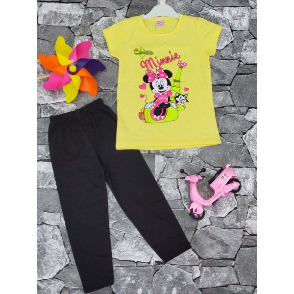 Moda's Minnie Taytlı Kız Takımı - Sarı Kız Çocuk Giyim Takımı Fiyatı