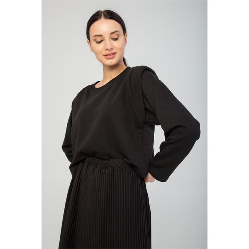 Modaset Crop Sweatshirt Siyah Bayan Sweatshirt Fiyatı