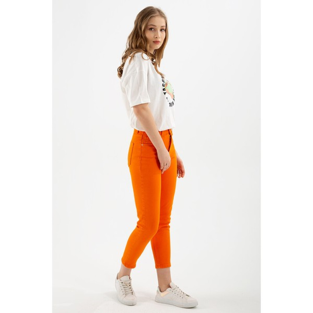Modaset Mom Jean Turuncu Bayan Jeans / Kot Pantolon Fiyatı