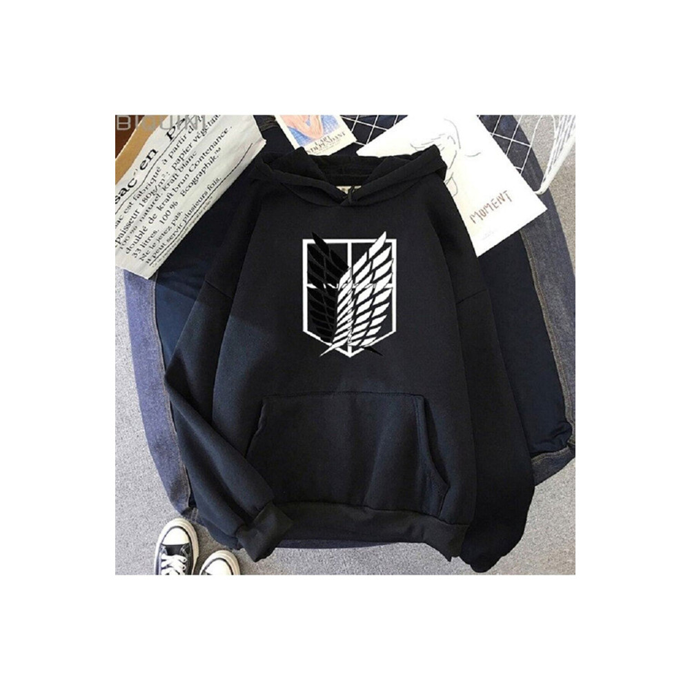 MODASOKAK Attack On Titan Logo Oversize Kapüşonlu Sweatshirt Hoodie Aot M-L Beden Bayan Sweatshirt Fiyatı