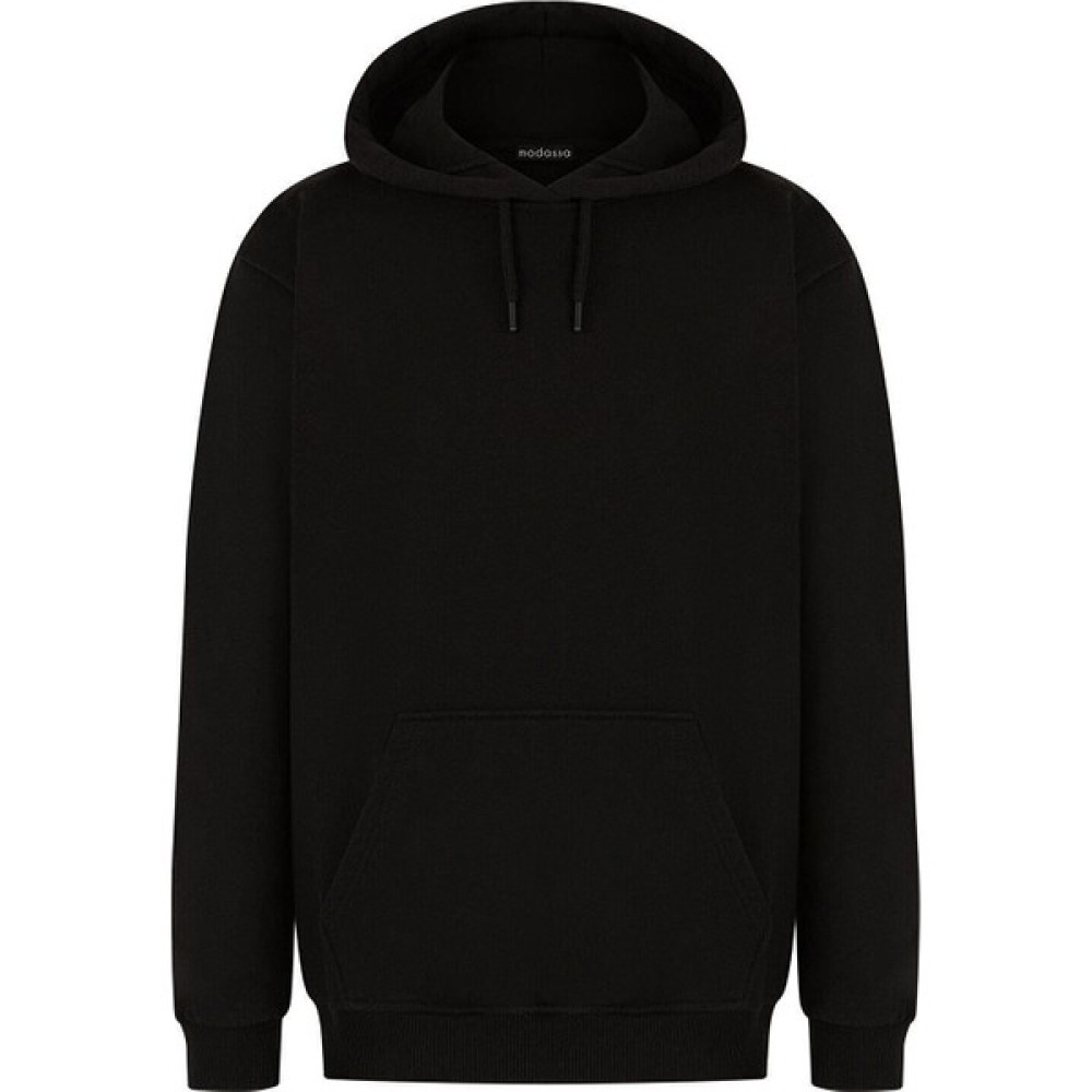 Modassa Siyah Kapüşonlu Şardonlu Kanguru Cep Unisex Sweatshirt Erkek Sweatshirt Fiyatı