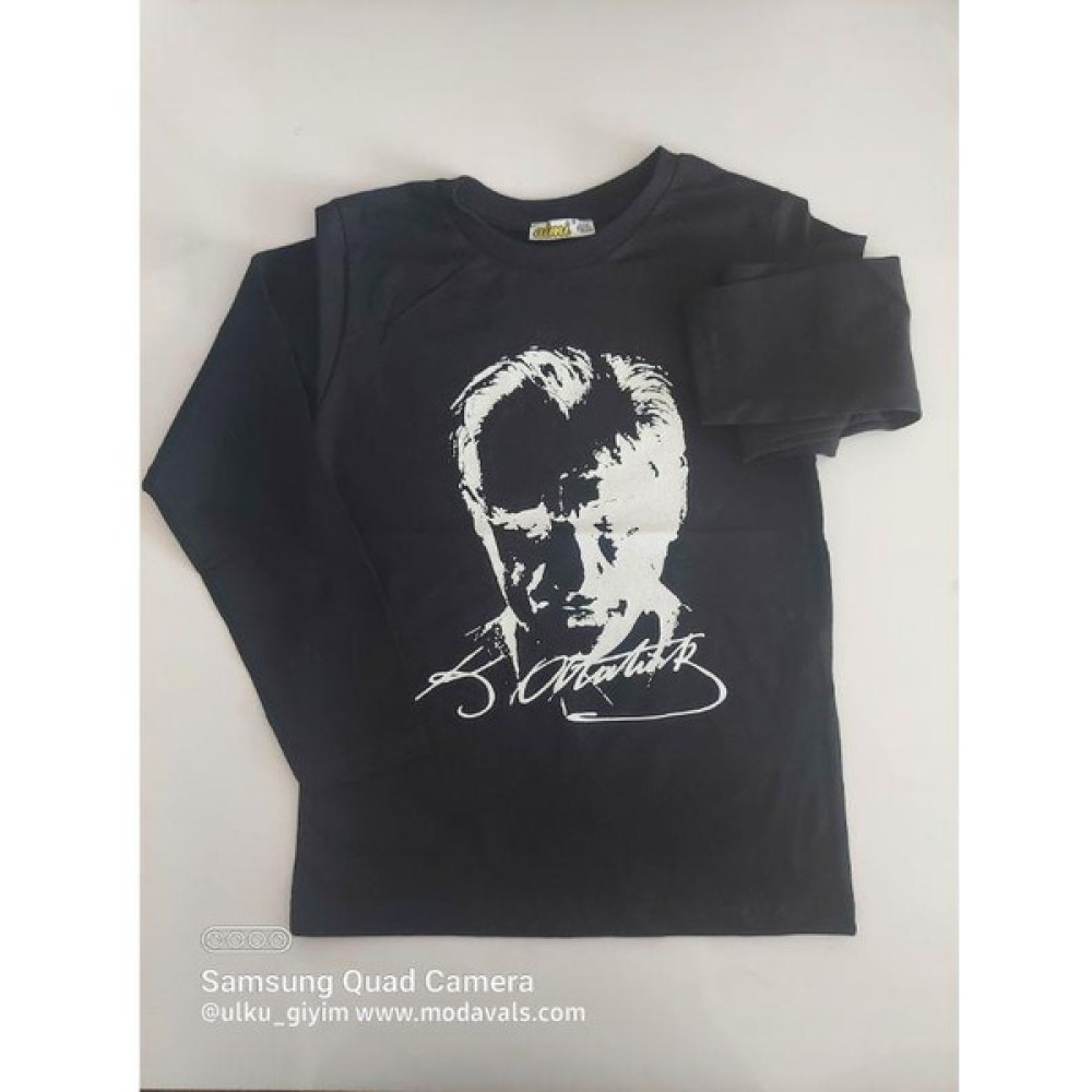 Modavals 23 Nisan 19 Mayıs 29 Ekim 10 Kasım Okul Gösteri Çocuk Atatürk & Imza Baskılı Uzun Kol Badi - Siyah Kız Çocuk T-shirt Fiyatı