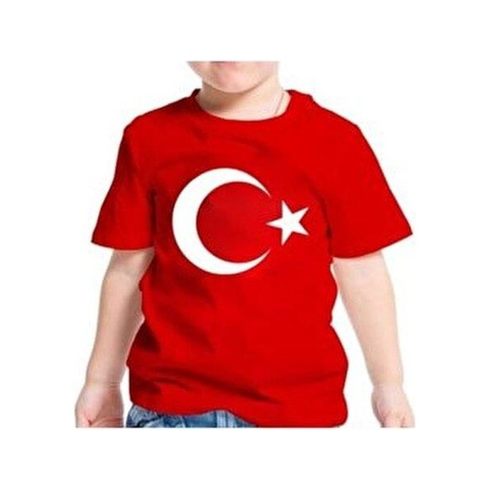 Modavals 23 Nisan 19 Mayıs 29 Ekim 10 Kasım Okul Gösteri Unisex Garson Boy Ay Yıldız Baskılı Kısa Kol Tshirt - Kırmızı Erkek Çocuk T-shirt Fiyatı