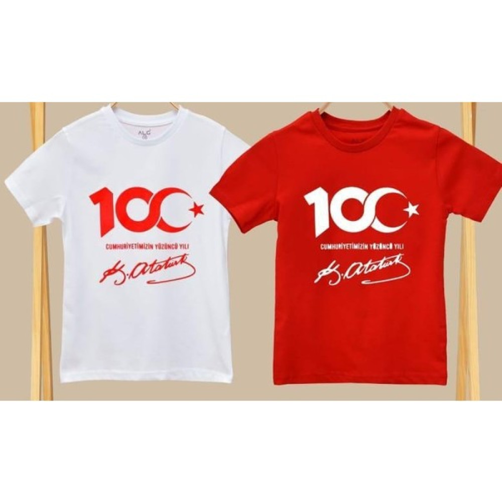 Modavals 23 Nisan 19 Mayıs 30 Ağustos 29 Ekim 10 Kasım Okul Gösteri Unısex Garson Boy 100. Yıl Atatürk Imza Baskılı Kısa Kol Tshırt - Beyaz Erkek Çocuk T-shirt Fiyatı