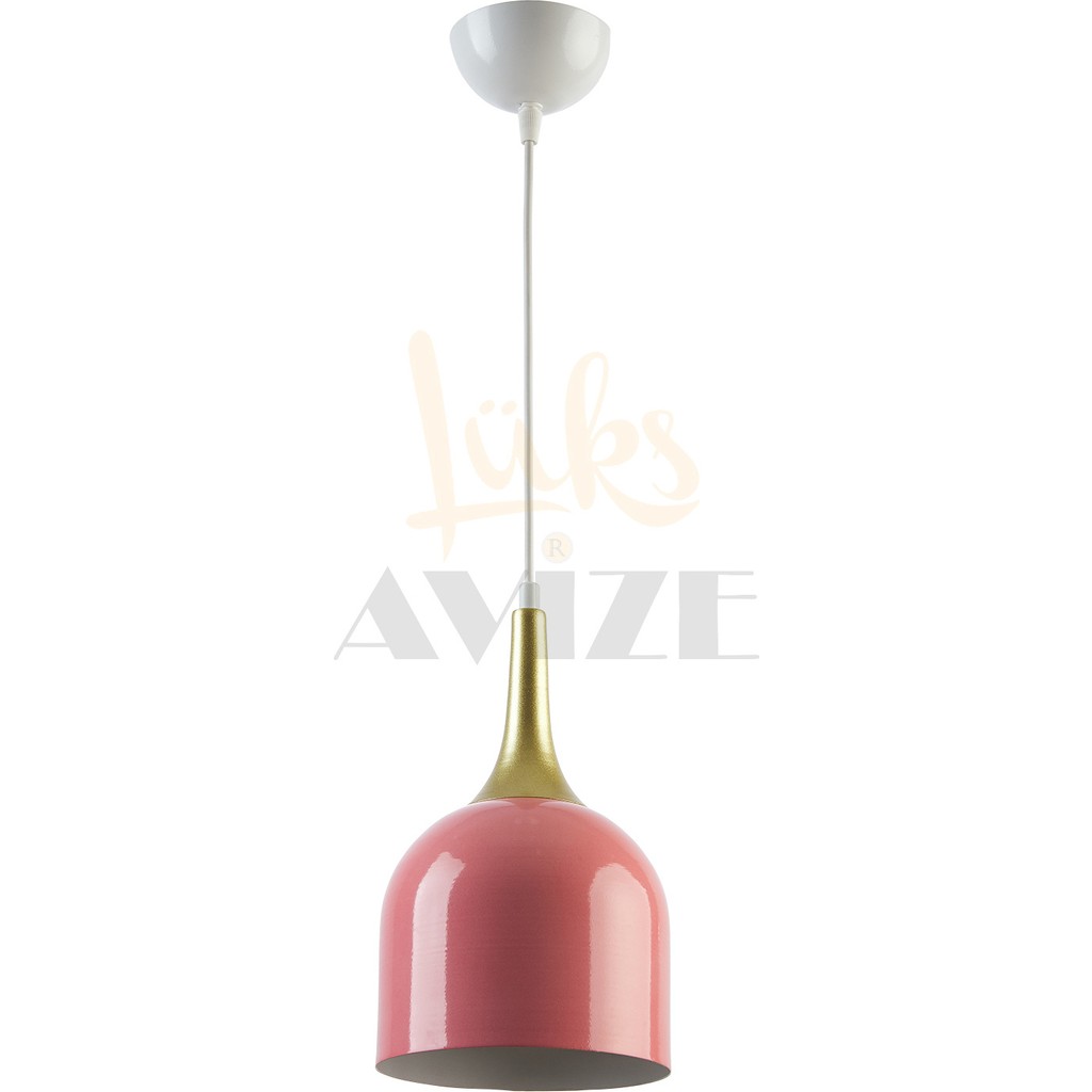 Modavize Reına Modern Tasarım Metal Başlık Tekli Ikili Üçlü Sıralı Avize - Pembe - 1 Avize Fiyatı