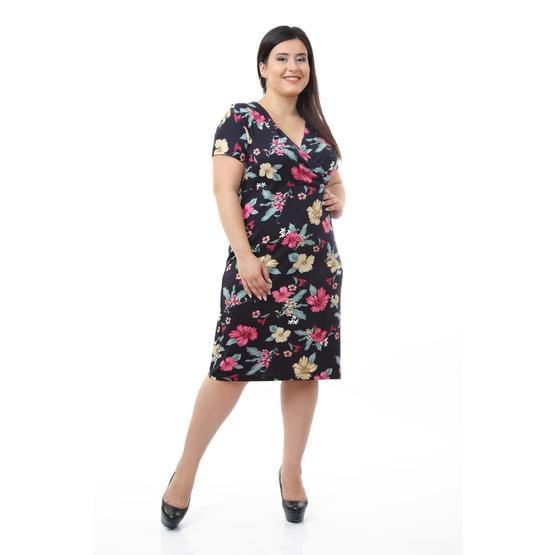 Modayız 5A-0665 Lacivert Desenli Kadın Elbise