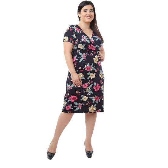Modayız 5A-0665 Lacivert Desenli Kadın Elbise