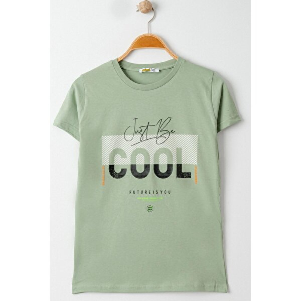 Modaymış 13-16 Yaş Baskılı Erkek T-Shirt Çağla - 424161.1576. Erkek Çocuk T-shirt Fiyatı