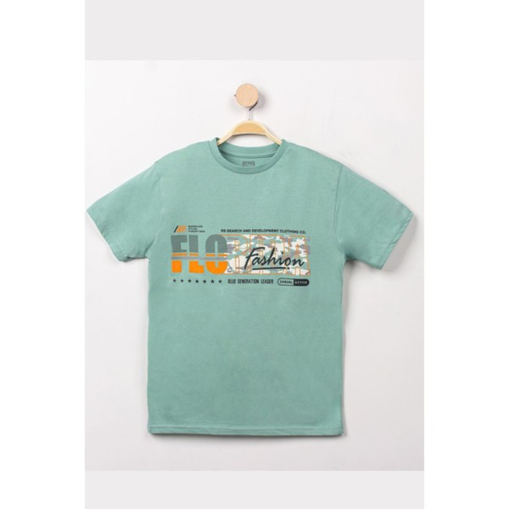 Modaymış 13-16 Yaş Baskılı Erkek T-Shirt Çağla - 424213.1576. Erkek Çocuk T-shirt Fiyatı