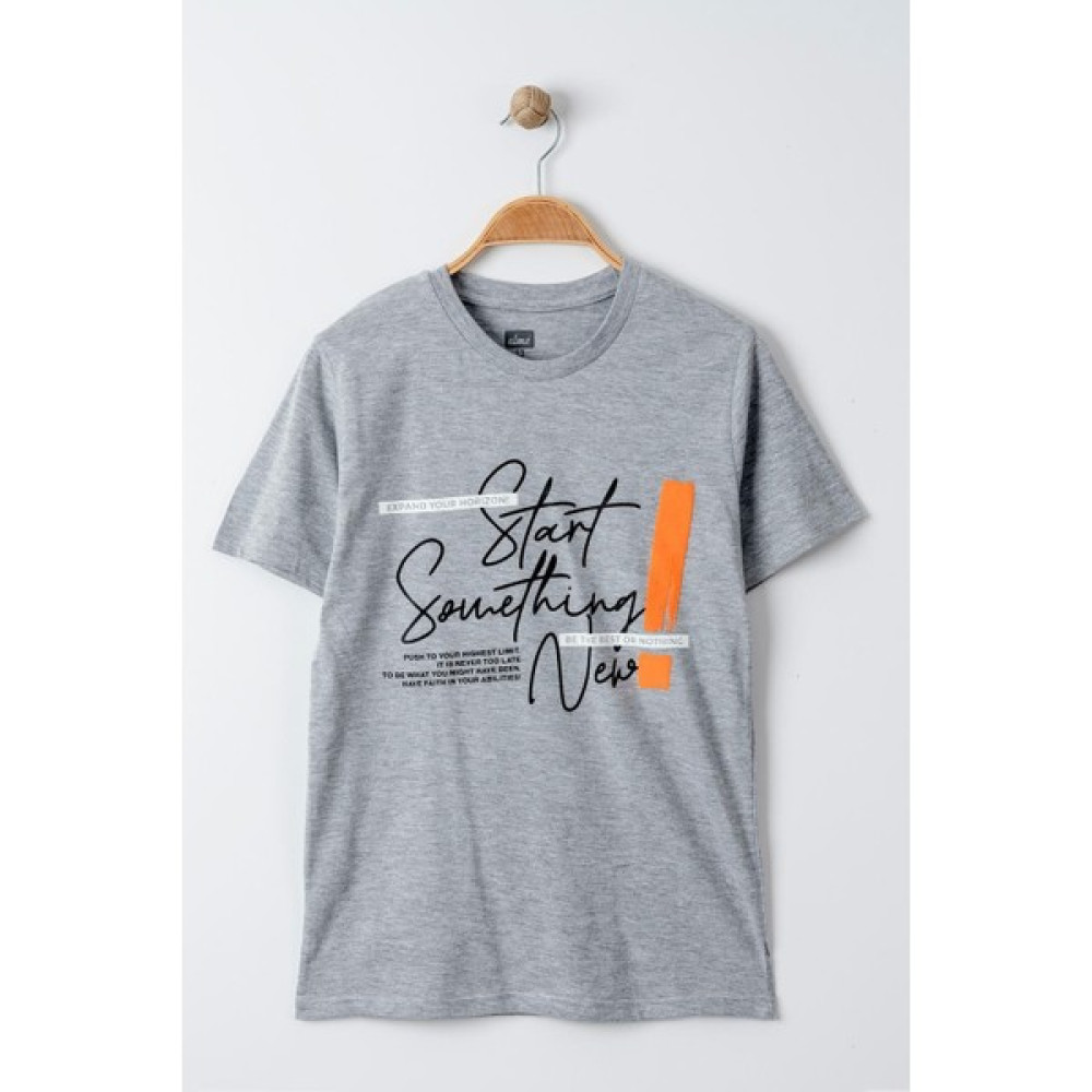 Modaymış 13-16 Yaş Baskılı Erkek Tişört Gri - 424254.1576. Erkek Çocuk T-shirt Fiyatı