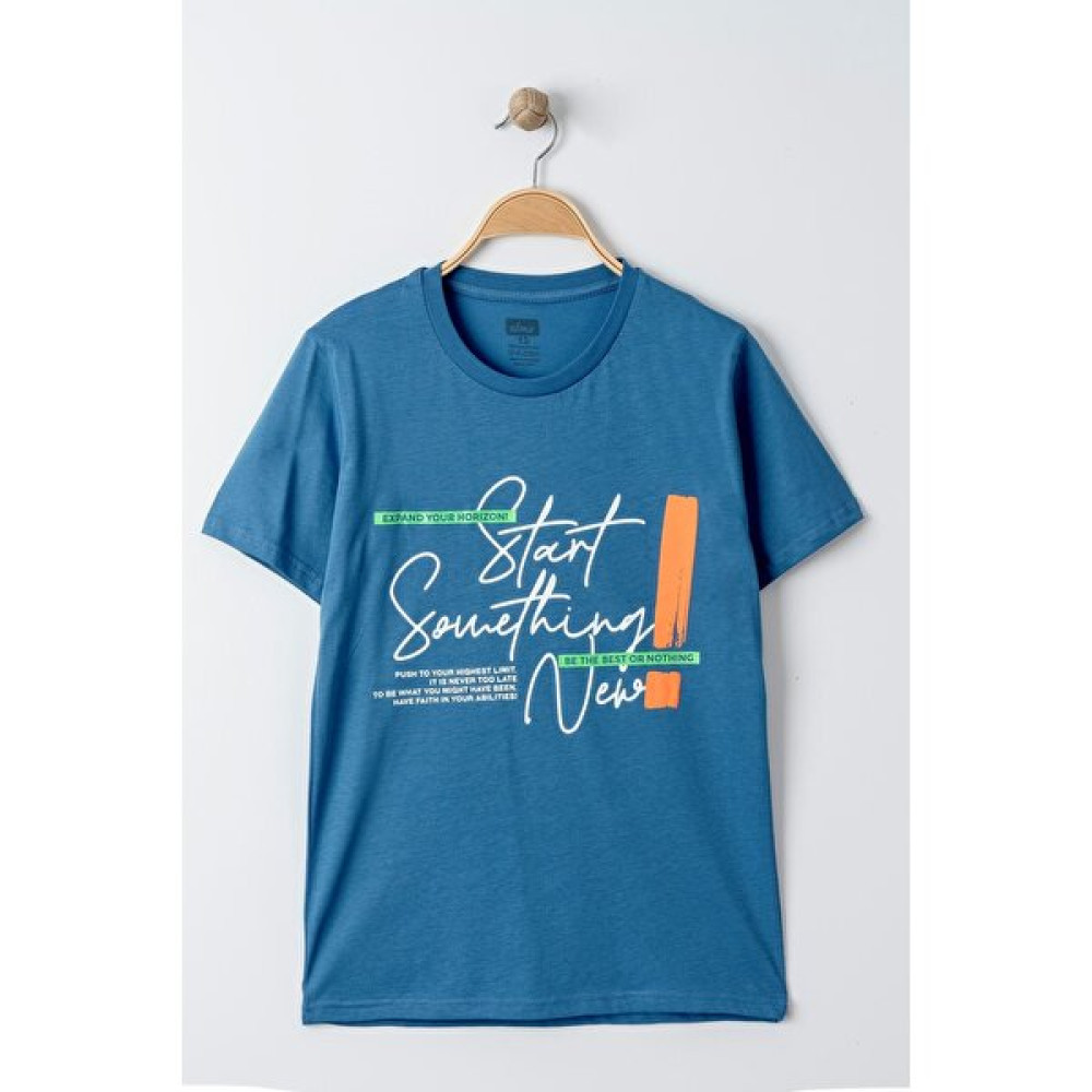 Modaymış 13-16 Yaş Baskılı Erkek Tişört Indigo - 424254.1576. Erkek Çocuk T-shirt Fiyatı